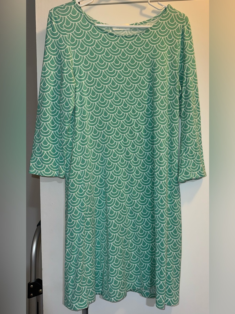 Hourglass Lilly Mint Green and White Scallop Midi Dress XS